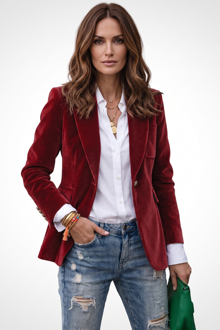 Jessalira | Women’s Tailored Blazer – Single Button Office Jacket with Notched Lapel