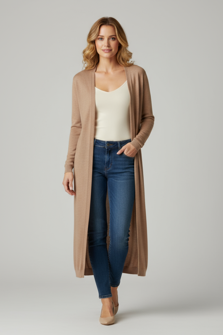 Jessara | Women's Long Open Front Cardigan – Soft Knit Long Sleeve Cover-Up