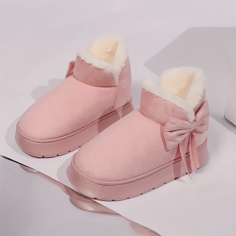 Jessenia | Women’s Bow Fleece-Lined Slipper Boots – Warm, Non-Slip