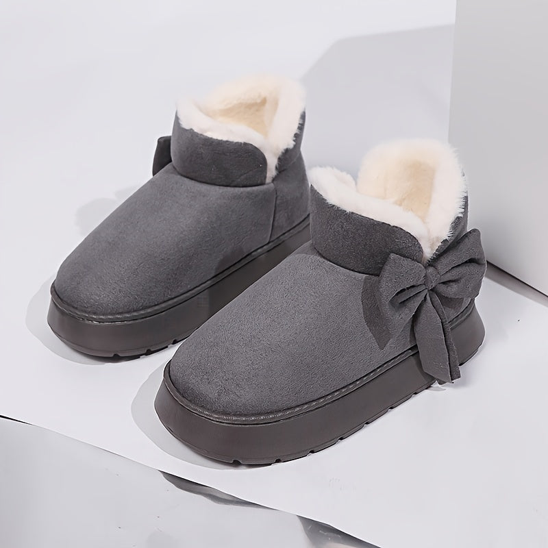 Jessenia | Women’s Bow Fleece-Lined Slipper Boots – Warm, Non-Slip