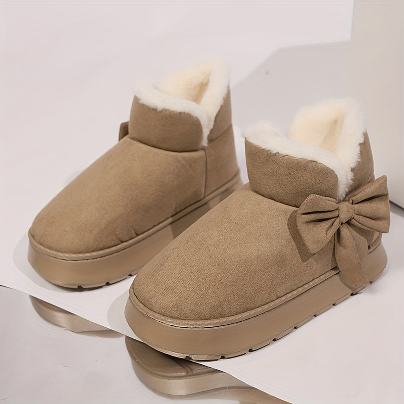 Jessenia | Women’s Bow Fleece-Lined Slipper Boots – Warm, Non-Slip