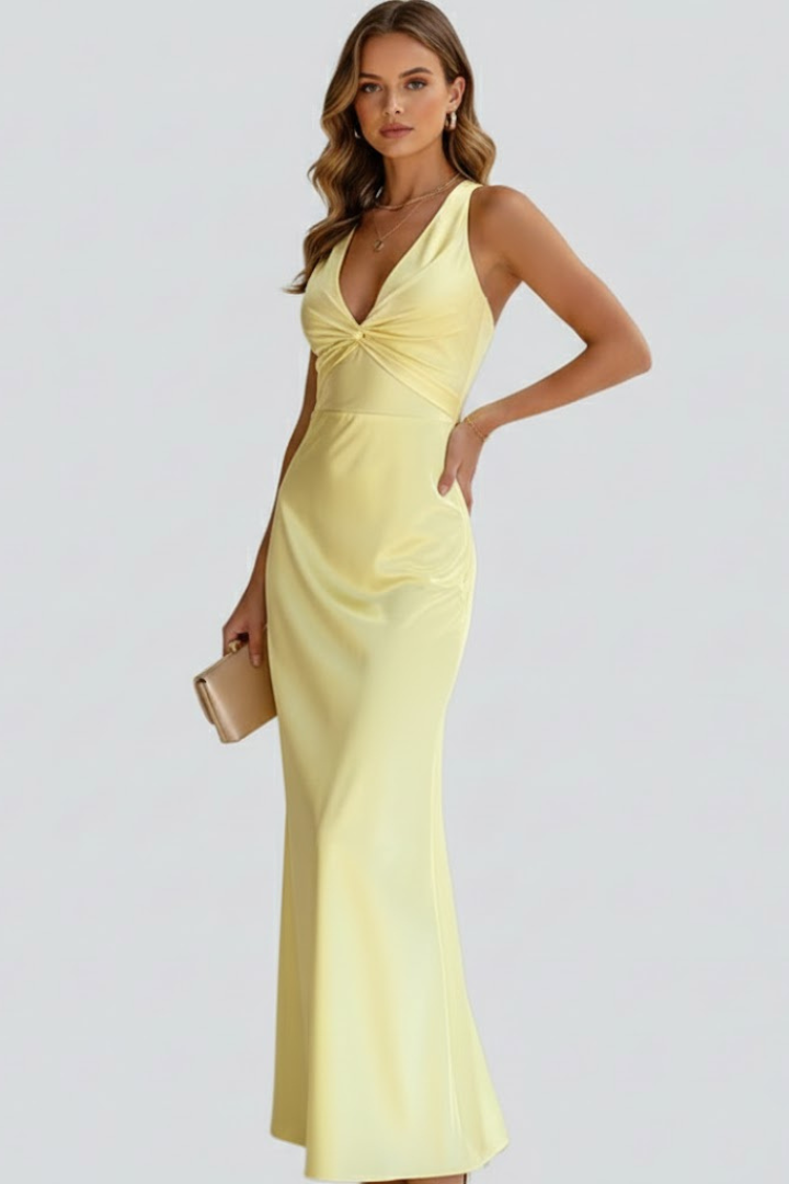 Jolie | Women’s Deep V-Neck Maxi Dress – Sleeveless Long Dress