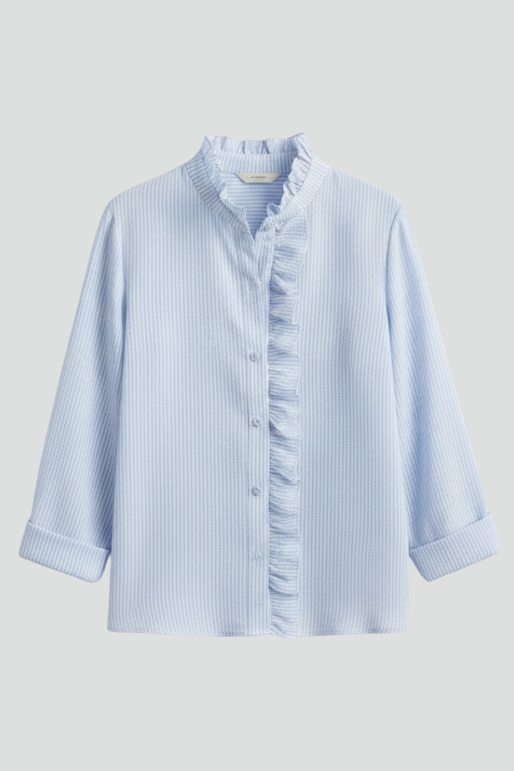 Jora | Women's Casual Blouse - Round Neck Long Sleeve Top, Smooth Structured Finish
