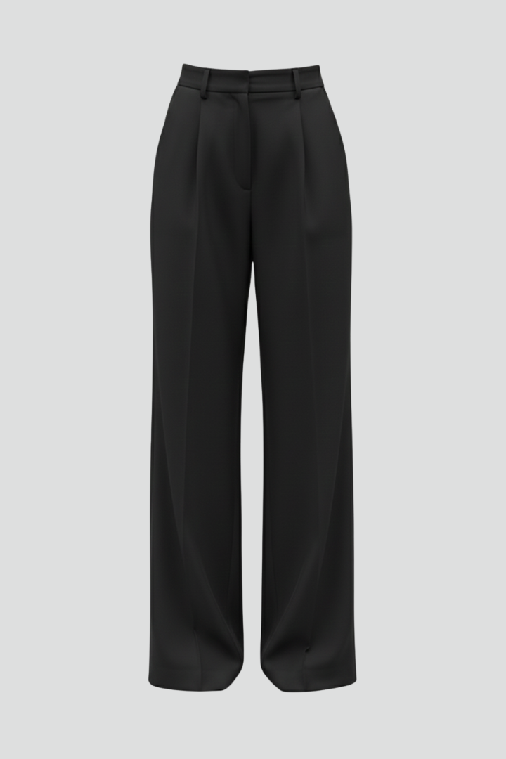 Juna | Women’s High-Waist Wide-Leg Pleated Trousers – Full Length Formal Office Pants