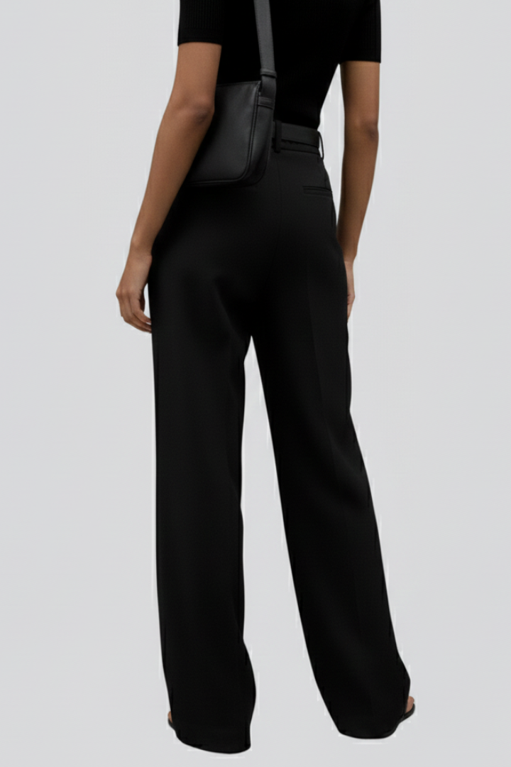 Juna | Women’s High-Waist Wide-Leg Pleated Trousers – Full Length Formal Office Pants