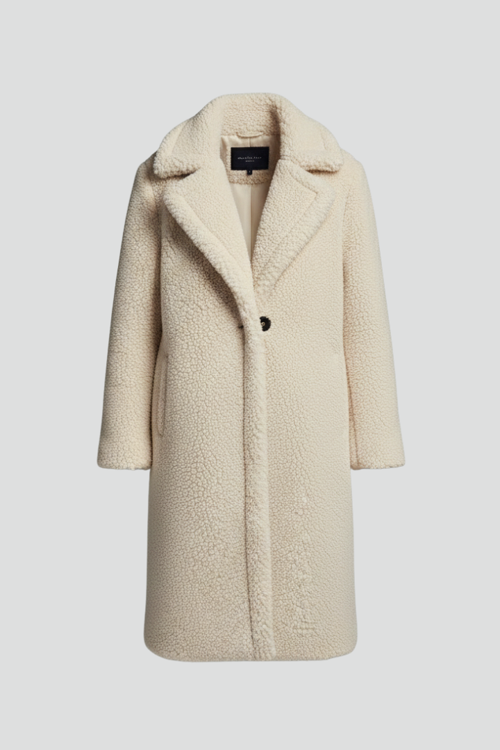Kaelani | Women’s Long Textured Coat with Lapel Collar, Open Front & Long Sleeves