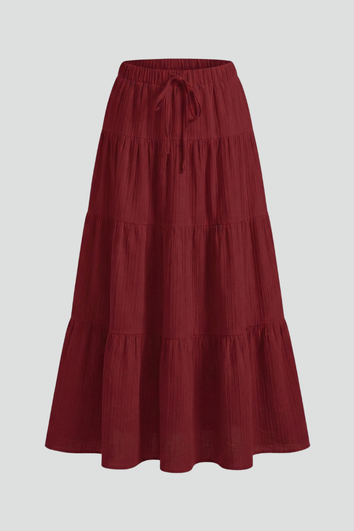 Kallie | Women’s Maxi Skirt – High Elastic Waist, Tiered Panels, Full-Length Flared Fit