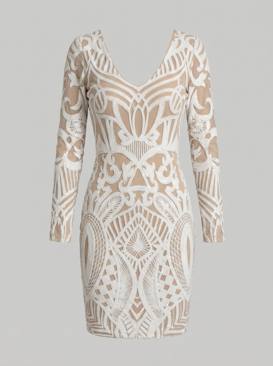 Karis | Women's Fitted Mini Dress - Deep V-Neck Bodycon Party Dress
