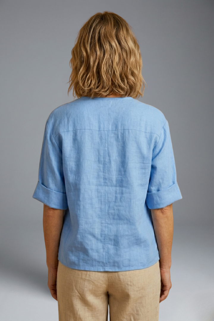 Kassidy | Women's Linen Blouse – Loose Fit Short Sleeve Round Neck Breathable Casual Top