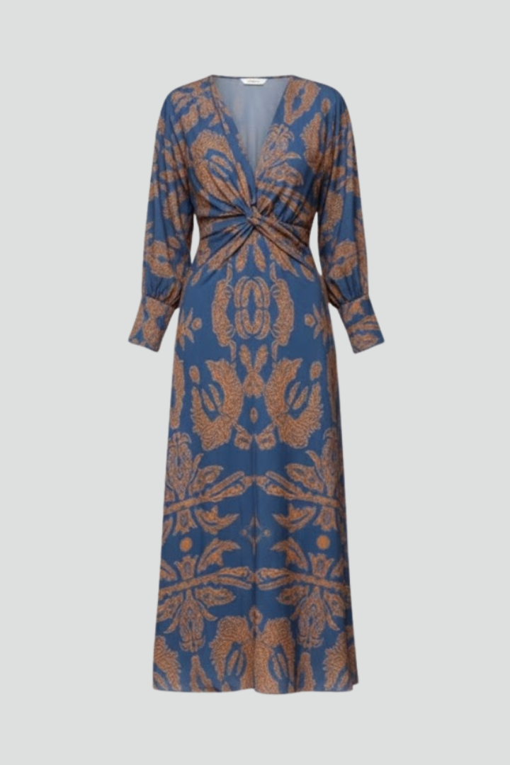 Kela | Women’s Printed Maxi Dress - Deep V-Neck, Long Flowy Elegant Dress