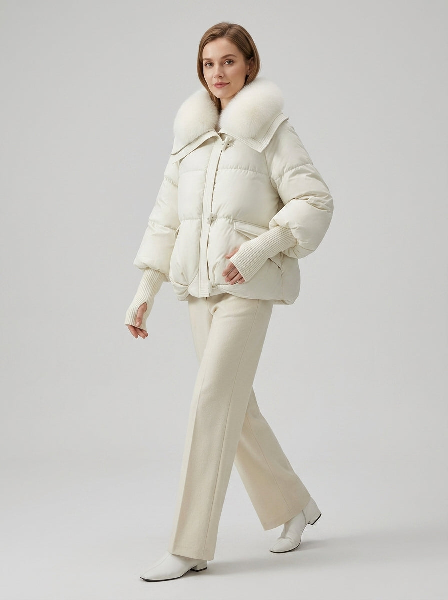 Kestrel | Women’s Quilted Puffer Jacket with Wide Collar, Full-Zip Front