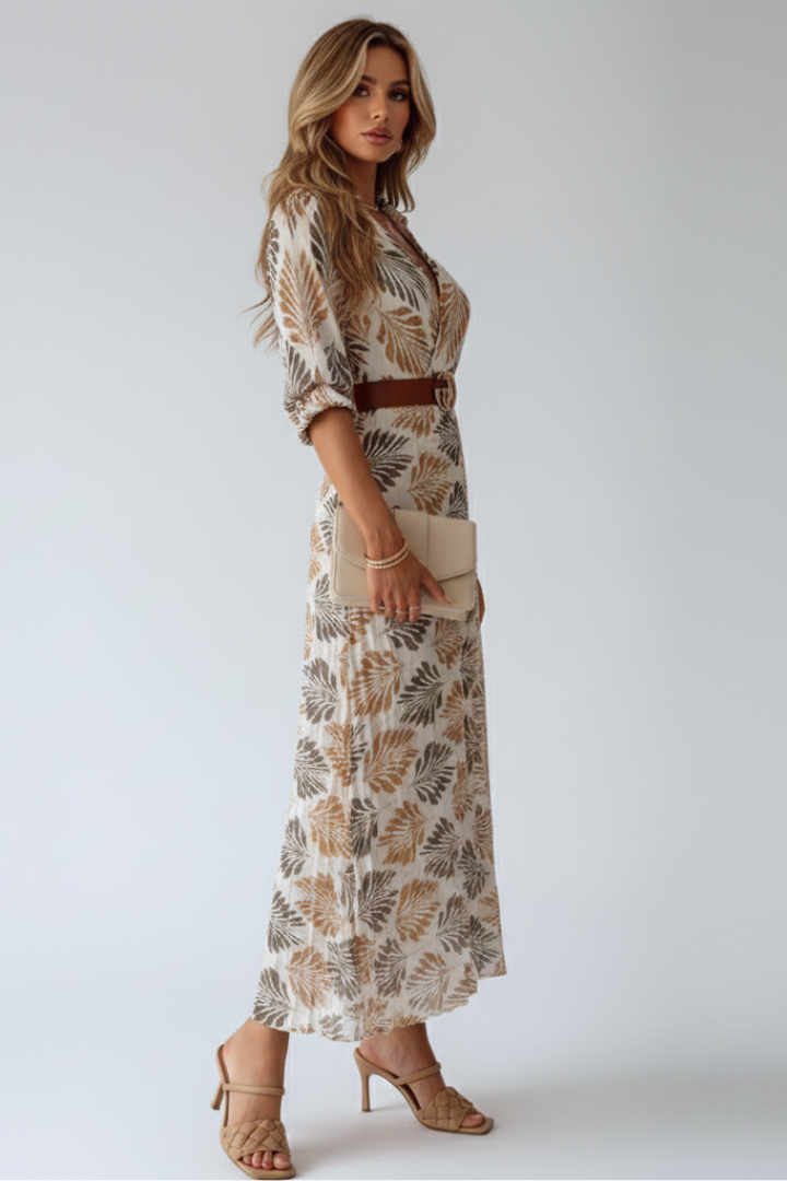 Kinsley | Women’s Patterned Maxi Dress – Elbow Sleeve Full-Length Floral Print Summer Dress