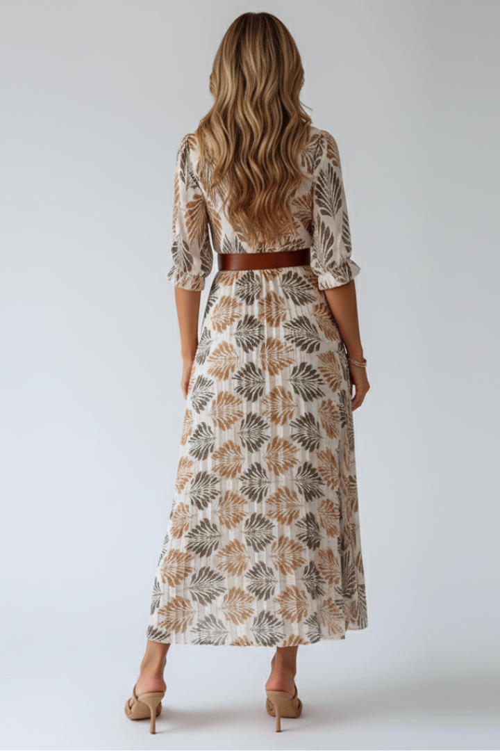 Kinsley | Women’s Patterned Maxi Dress – Elbow Sleeve Full-Length Floral Print Summer Dress
