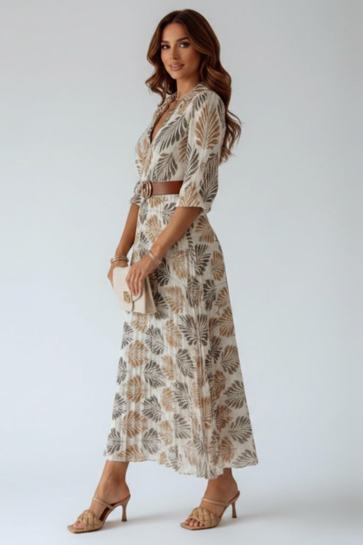 Kinsley | Women’s Patterned Maxi Dress – Elbow Sleeve Full-Length Floral Print Summer Dress