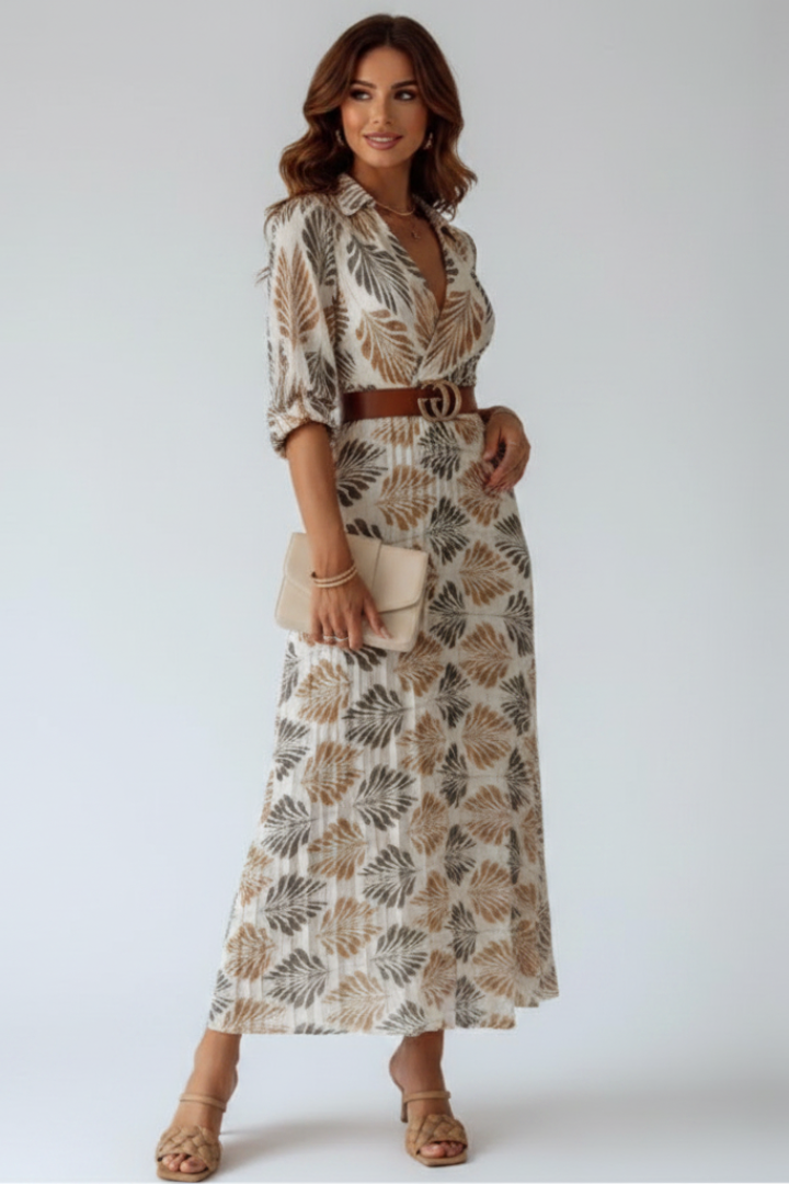 Kinsley | Women’s Patterned Maxi Dress – Elbow Sleeve Full-Length Floral Print Summer Dress