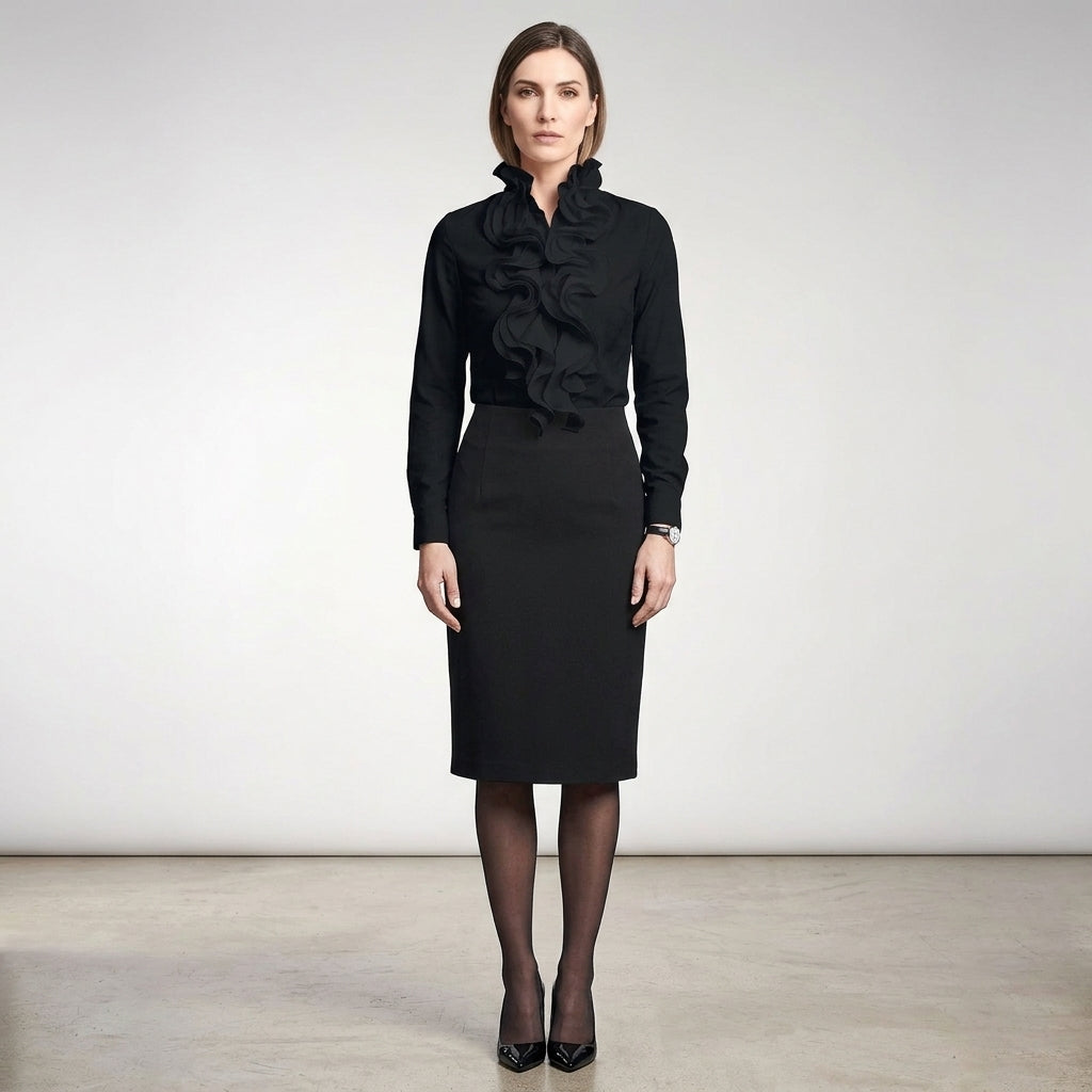 Kit | Women's Casual Chic Chiffon Blouse – Long Sleeve Elegant Button Shirt
