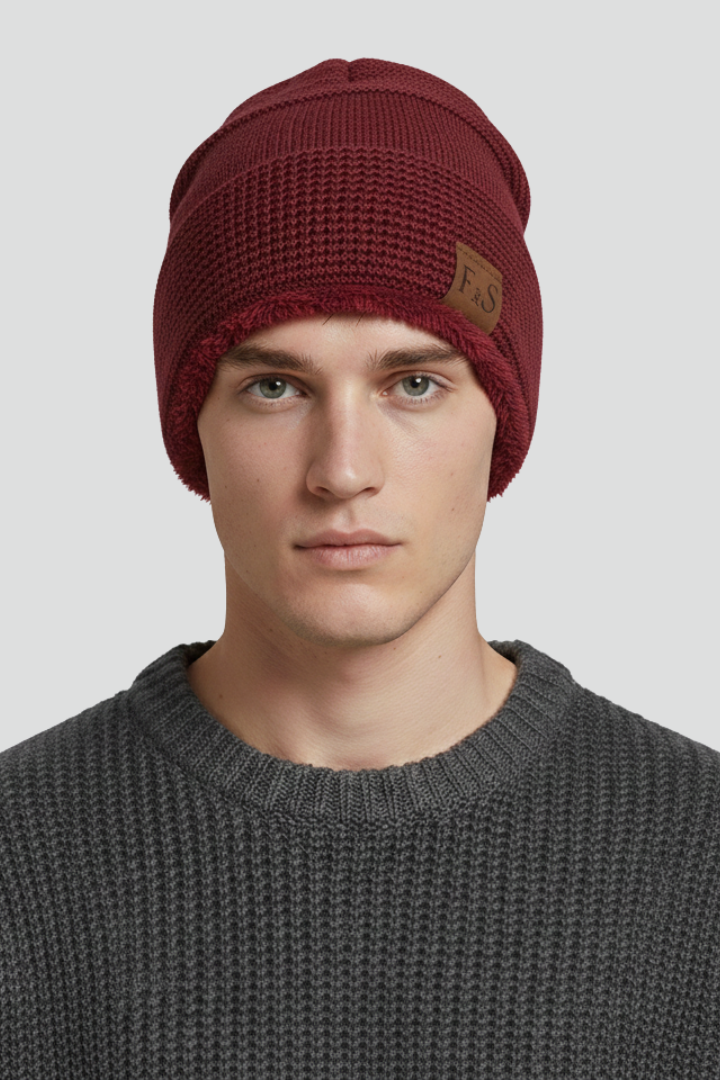 Knit Beanie with Ribbed Edge and Lined Interior