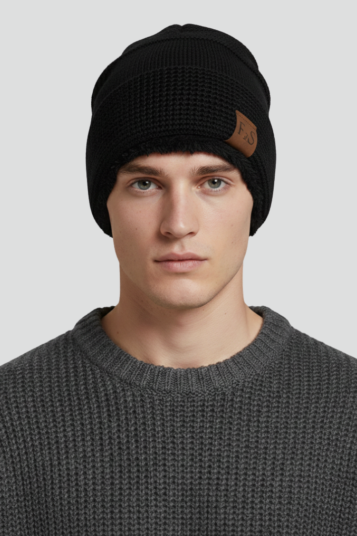 Knit Beanie with Ribbed Edge and Lined Interior