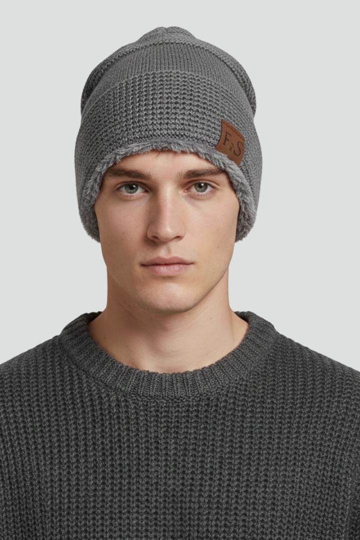 Knit Beanie with Ribbed Edge and Lined Interior