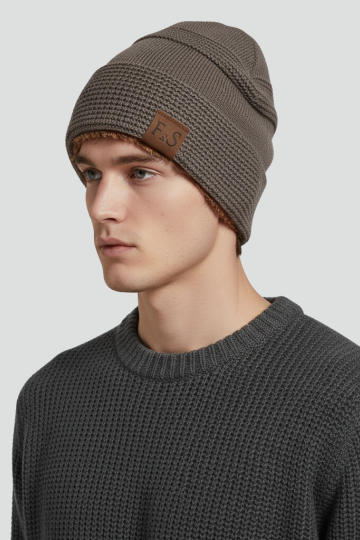 Knit Beanie with Ribbed Edge and Lined Interior