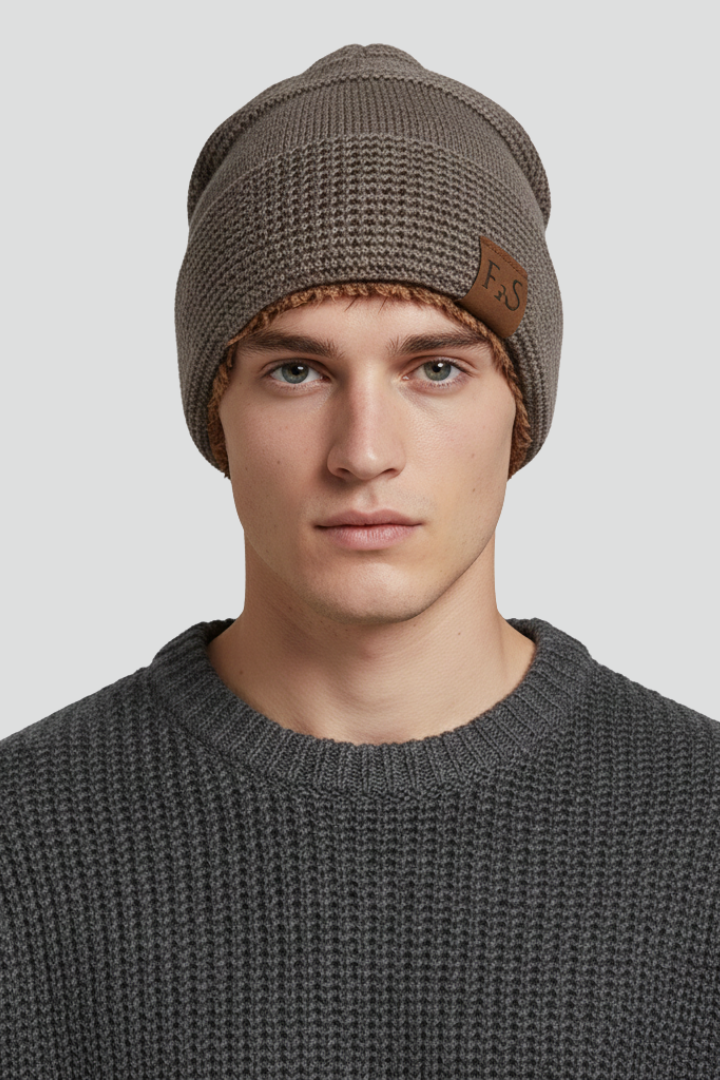 Knit Beanie with Ribbed Edge and Lined Interior