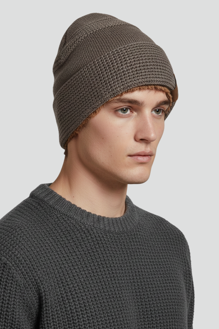 Knit Beanie with Ribbed Edge and Lined Interior