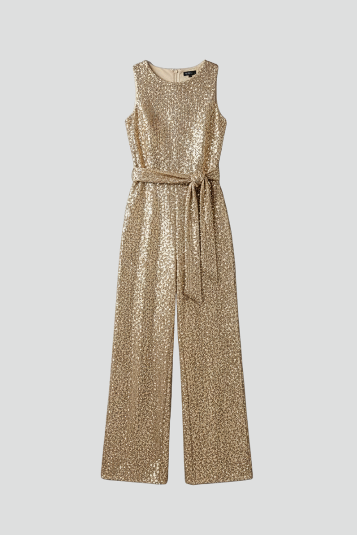 Kora | Women’s Party Jumpsuit Sequin – Sleeveless, Waist Fitted