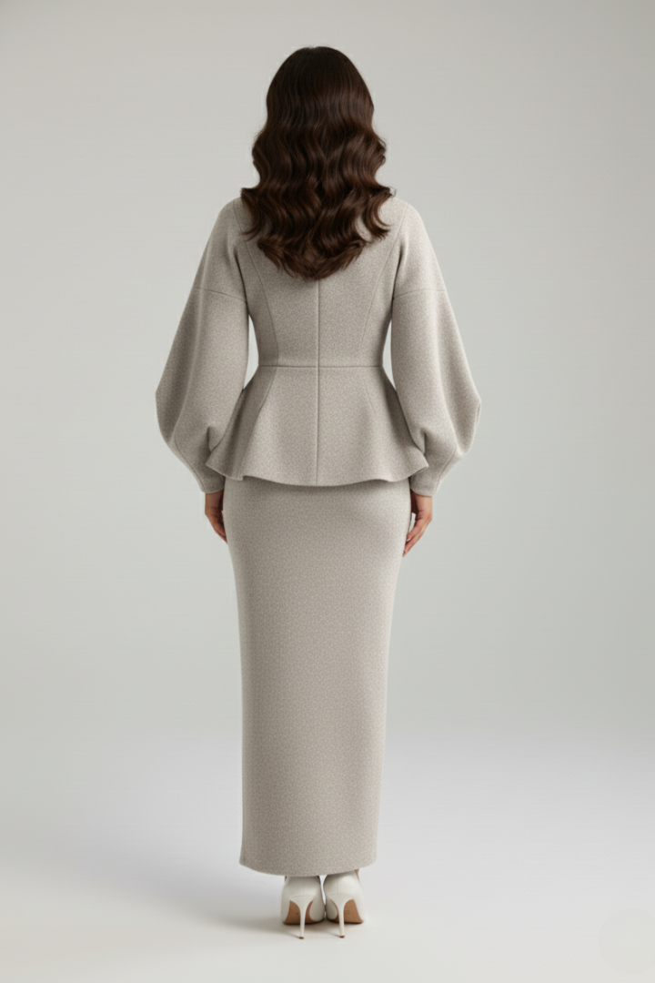 Larissa | Women's Puff Sleeve Blazer & Long Skirt Set – Tailored Two-Piece Suit