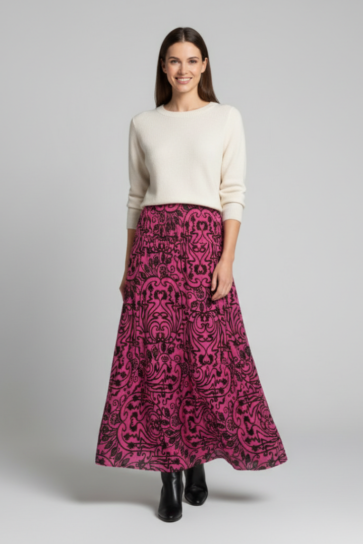 Lavinia | Women’s Printed Maxi Skirt – High-Waisted A-Line Long Skirt