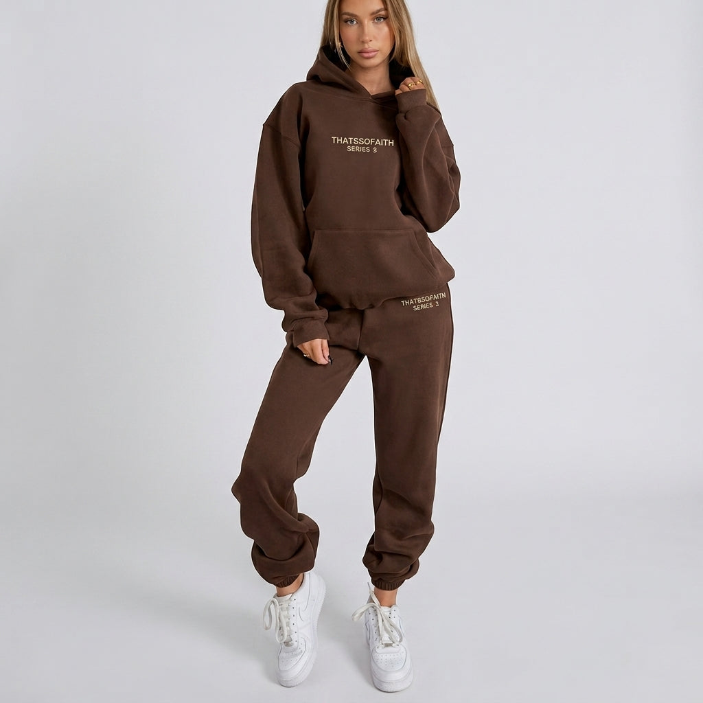 Layne | Women's Athleisure Set – Printed Hoodie & Cotton Blend Joggers