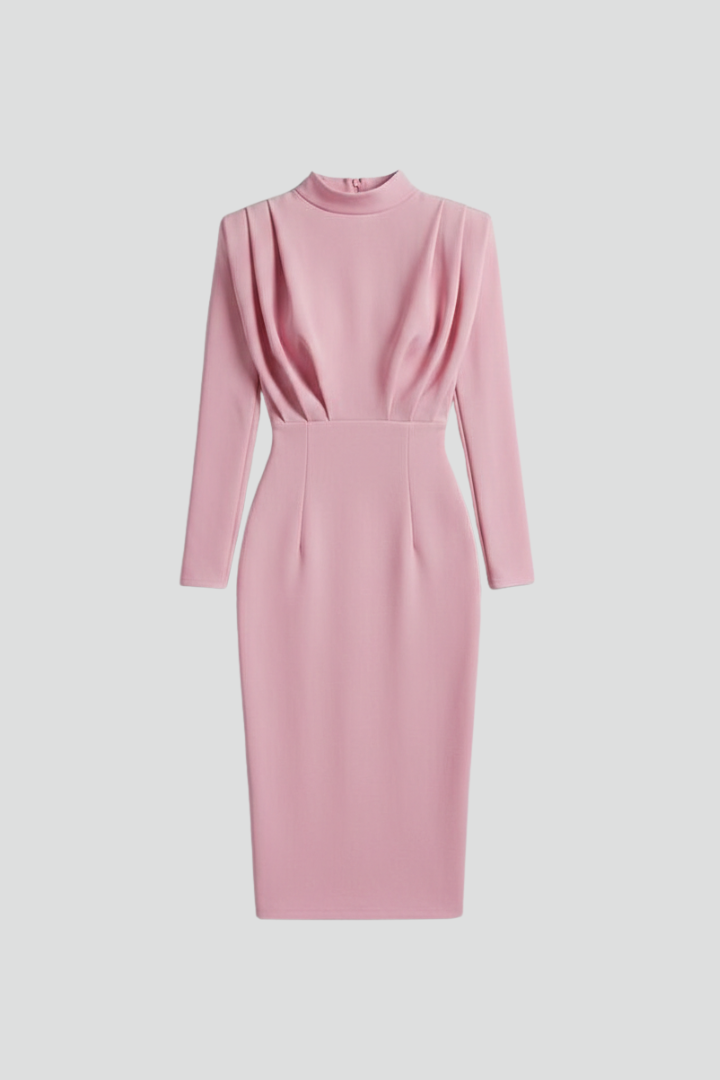 Lenora | Women’s High Neck Maxi Dress – Long Sleeve Ankle-Length Dress