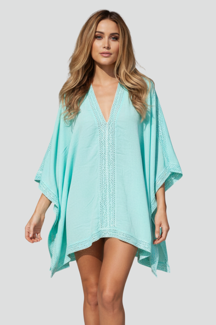 Liana | Women’s V-Neck Textured Tunic Top – Loose Fit Casual Blouse, Asymmetric Hem