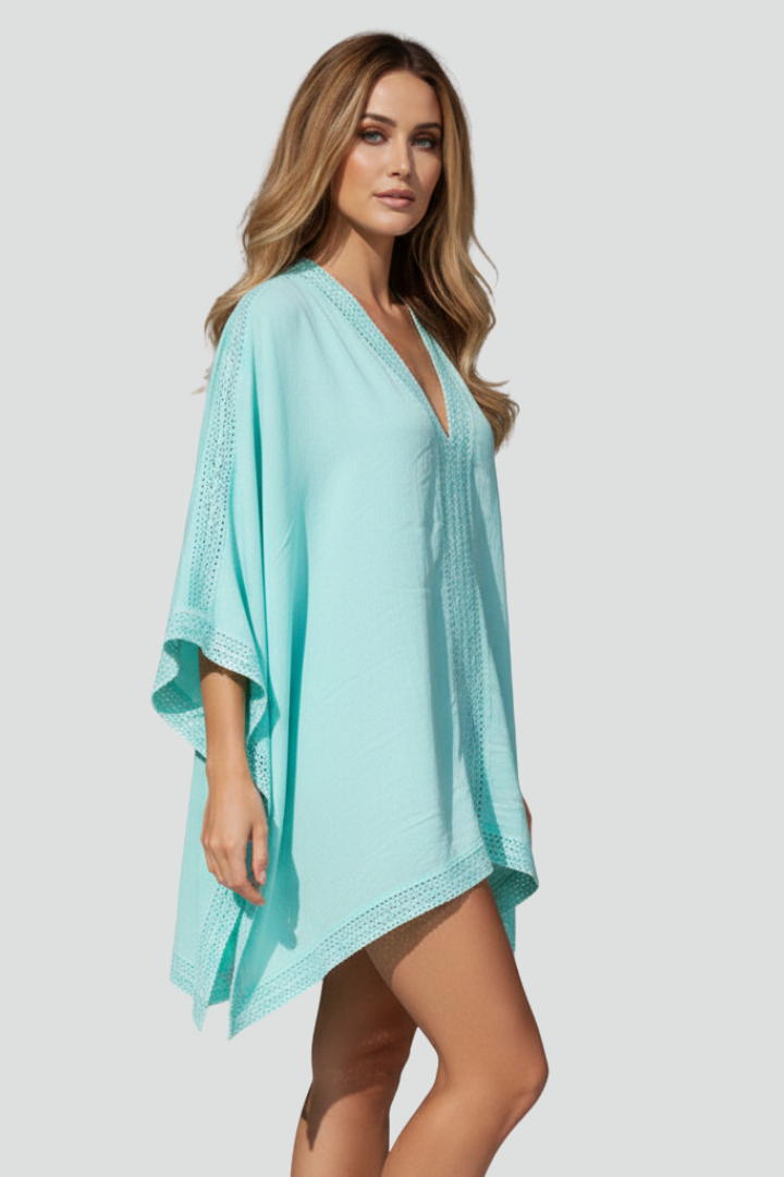 Liana | Women’s V-Neck Textured Tunic Top – Loose Fit Casual Blouse, Asymmetric Hem