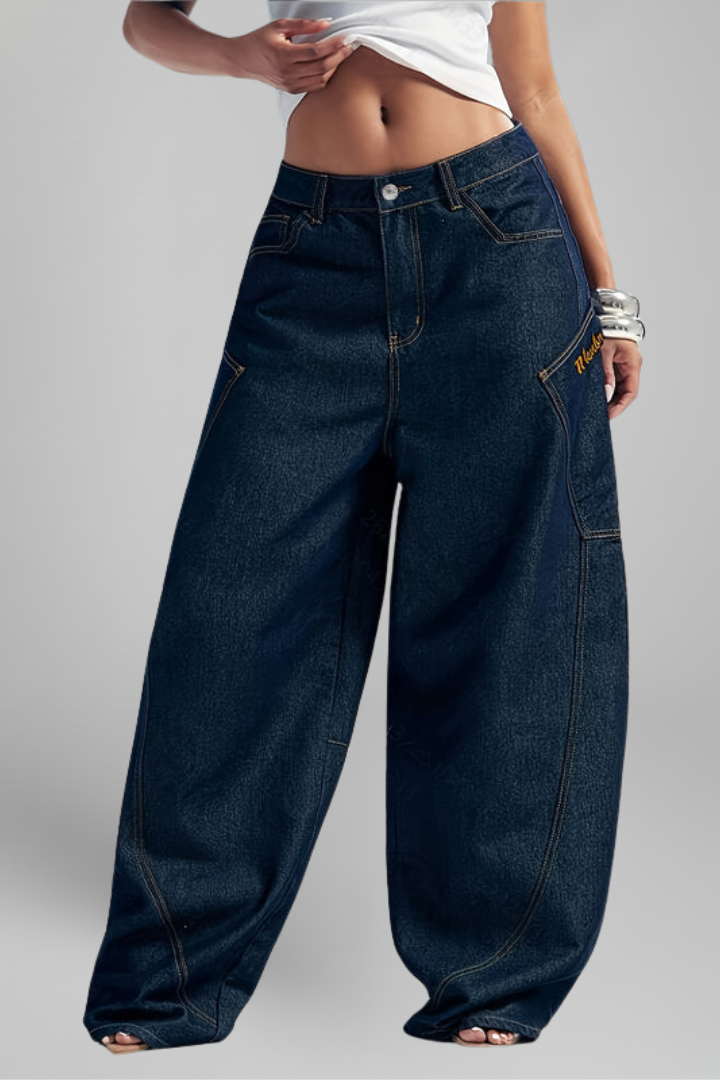Lilia | Women's High-Waist Wide Leg Casual Trousers – Patch Pocket Pants
