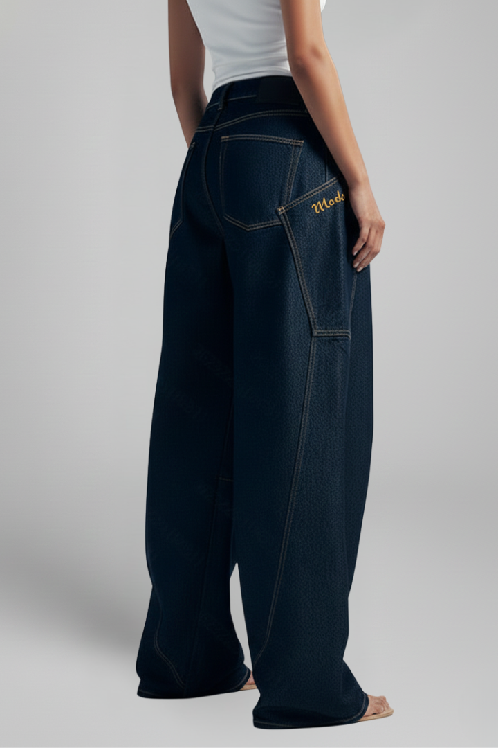 Lilia | Women's High-Waist Wide Leg Casual Trousers – Patch Pocket Pants
