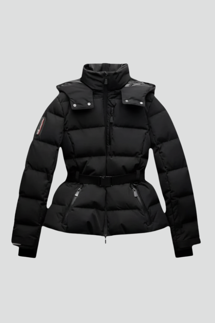 Lilliora | Women’s Quilted Puffer Jacket with Belted Waist, Stand-Up Collar