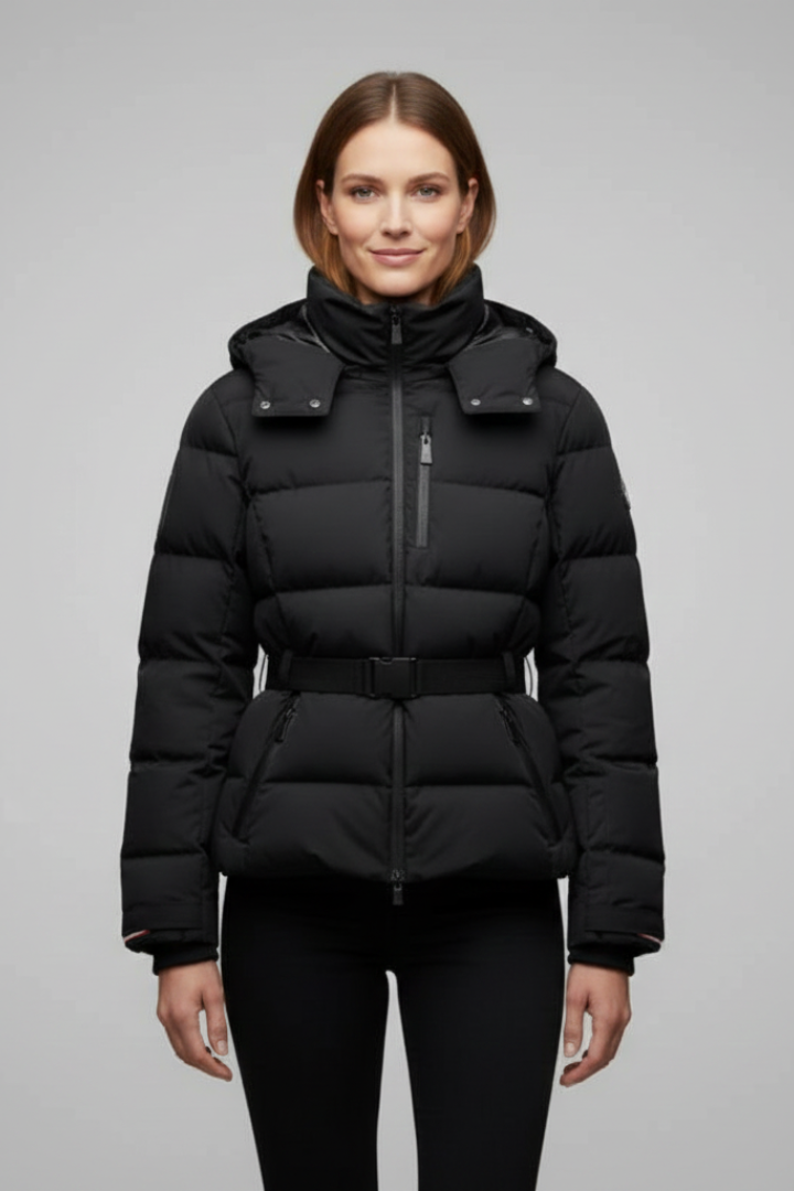 Lilliora | Women’s Quilted Puffer Jacket with Belted Waist, Stand-Up Collar
