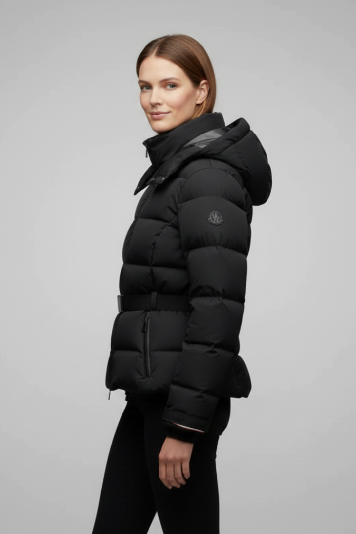 Lilliora | Women’s Quilted Puffer Jacket with Belted Waist, Stand-Up Collar