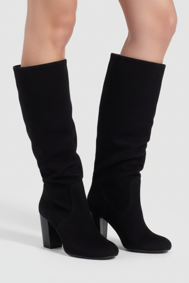Liorenne | Women’s Knee-High Boots with Pointed Toe, Low Block Heel & Wide Shaft
