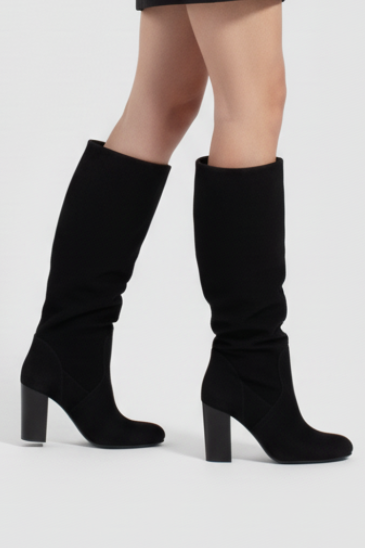 Liorenne | Women’s Knee-High Boots with Pointed Toe, Low Block Heel & Wide Shaft