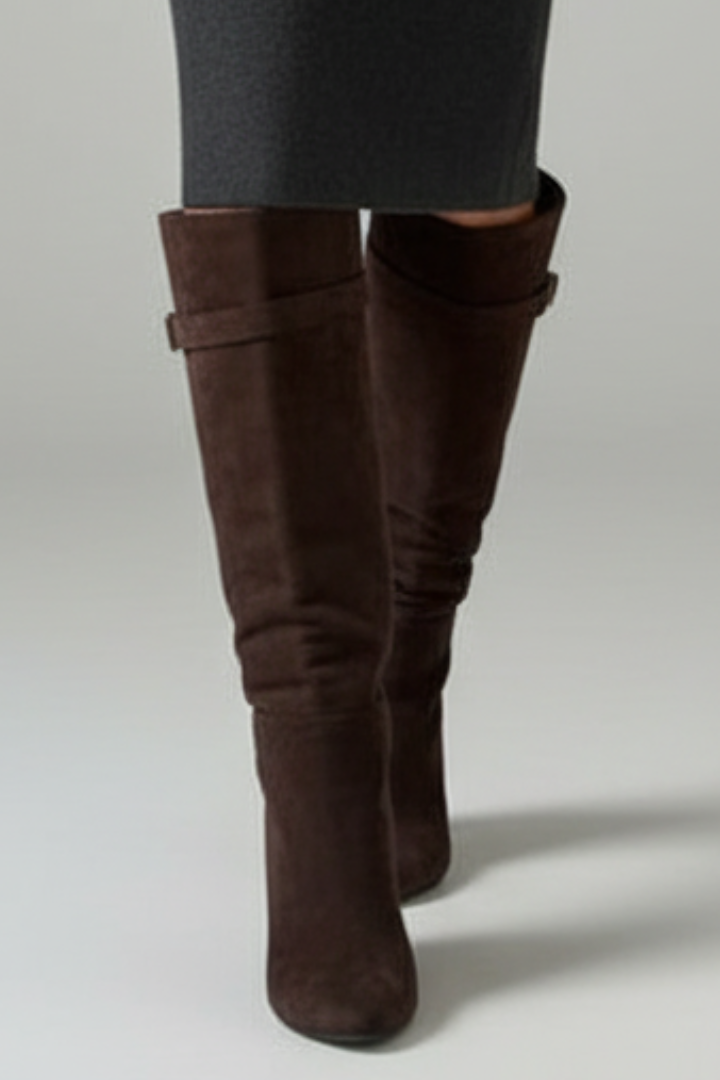 Liorenne | Women’s Knee-High Boots with Pointed Toe, Low Block Heel & Wide Shaft