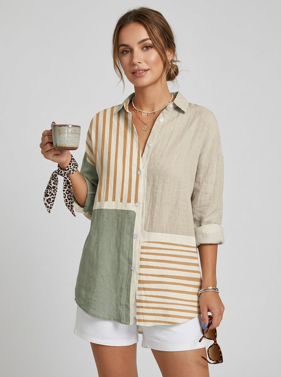 Lucasta | Women’s Vintage Blouse – Long Sleeve Button-Up Top