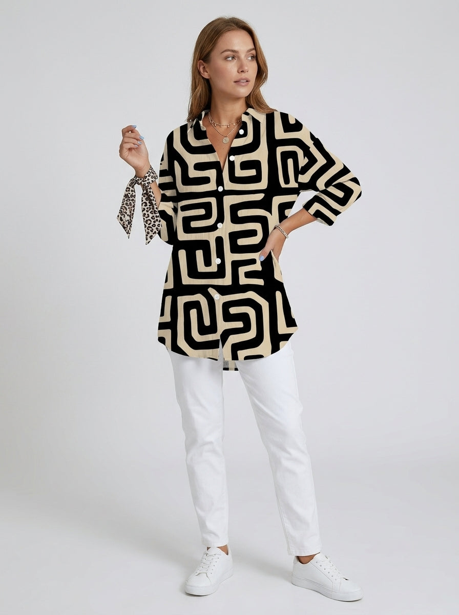 Lucasta | Women’s Vintage Blouse – Long Sleeve Button-Up Top
