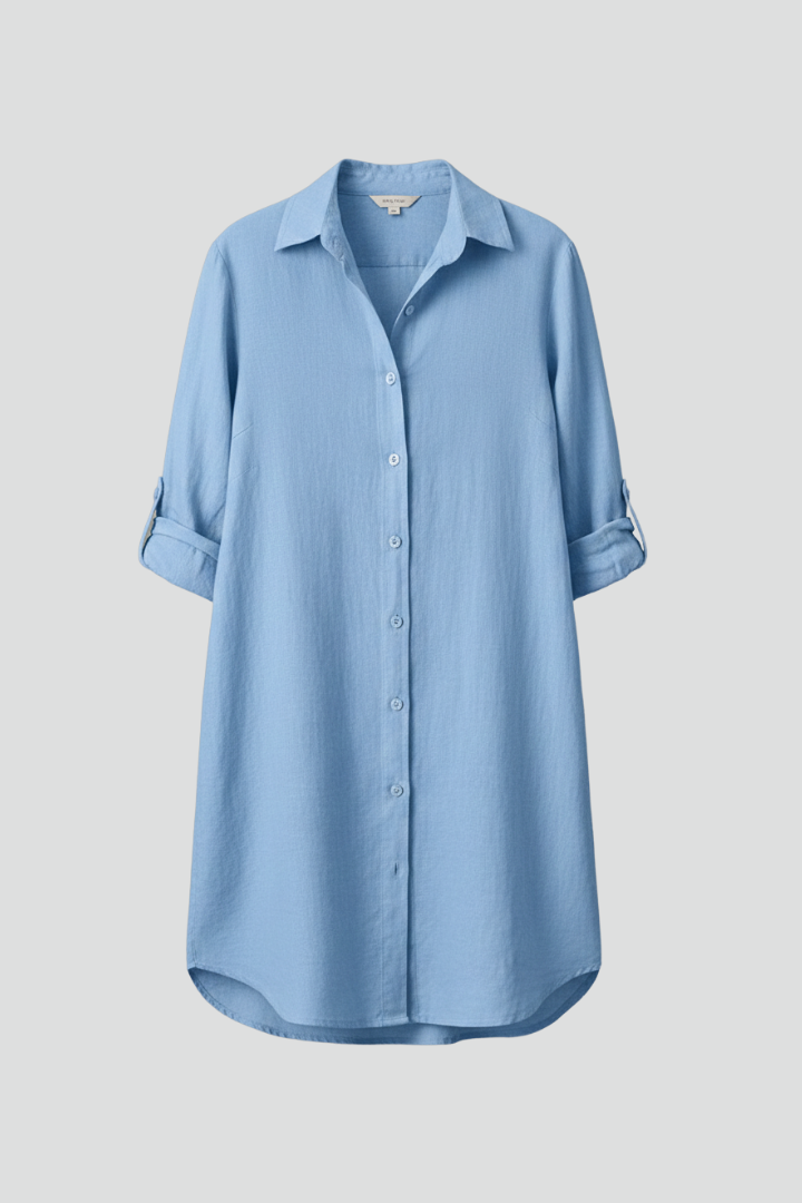 Luella | Women's Relaxed Fit Shirt Dress - Collared Button Up Long Sleeve Mini Dress