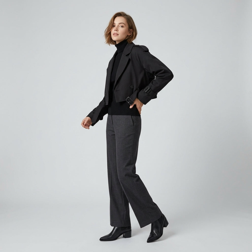 Luminelle | Women’s Cropped Jacket – Lapel Collar, Boxy Fit