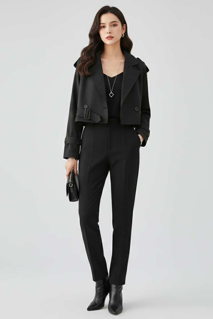Luminelle | Women’s Cropped Jacket – Lapel Collar, Boxy Fit