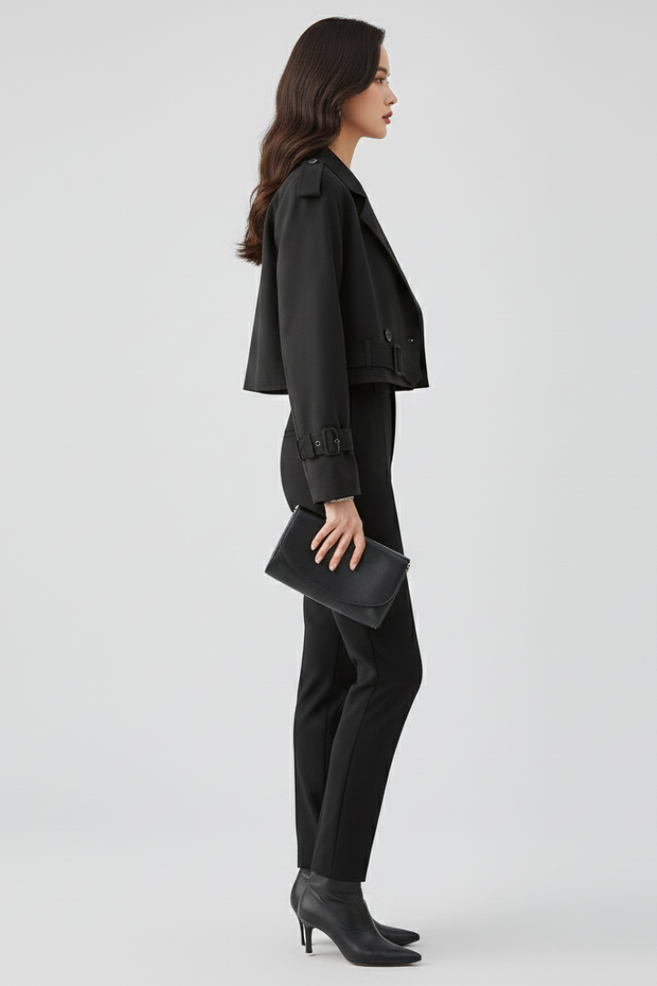 Luminelle | Women’s Cropped Jacket – Lapel Collar, Boxy Fit