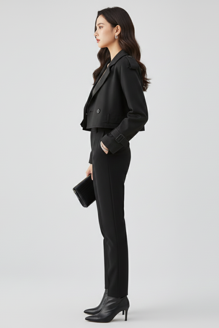 Luminelle | Women’s Cropped Jacket – Lapel Collar, Boxy Fit