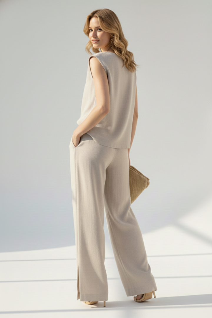 Lumira | Women’s Linen Set Sleeveless Top & Wide Leg Pants, 2-Piece Summer Co-ord