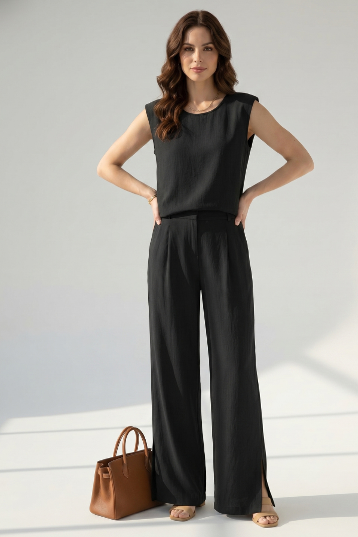 Lumira | Women’s Linen Set Sleeveless Top & Wide Leg Pants, 2-Piece Summer Co-ord